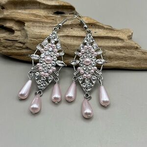 Elegant Pink and Silver Dangle Earrings